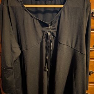 Black Top with Lace Up Ribbon Detail